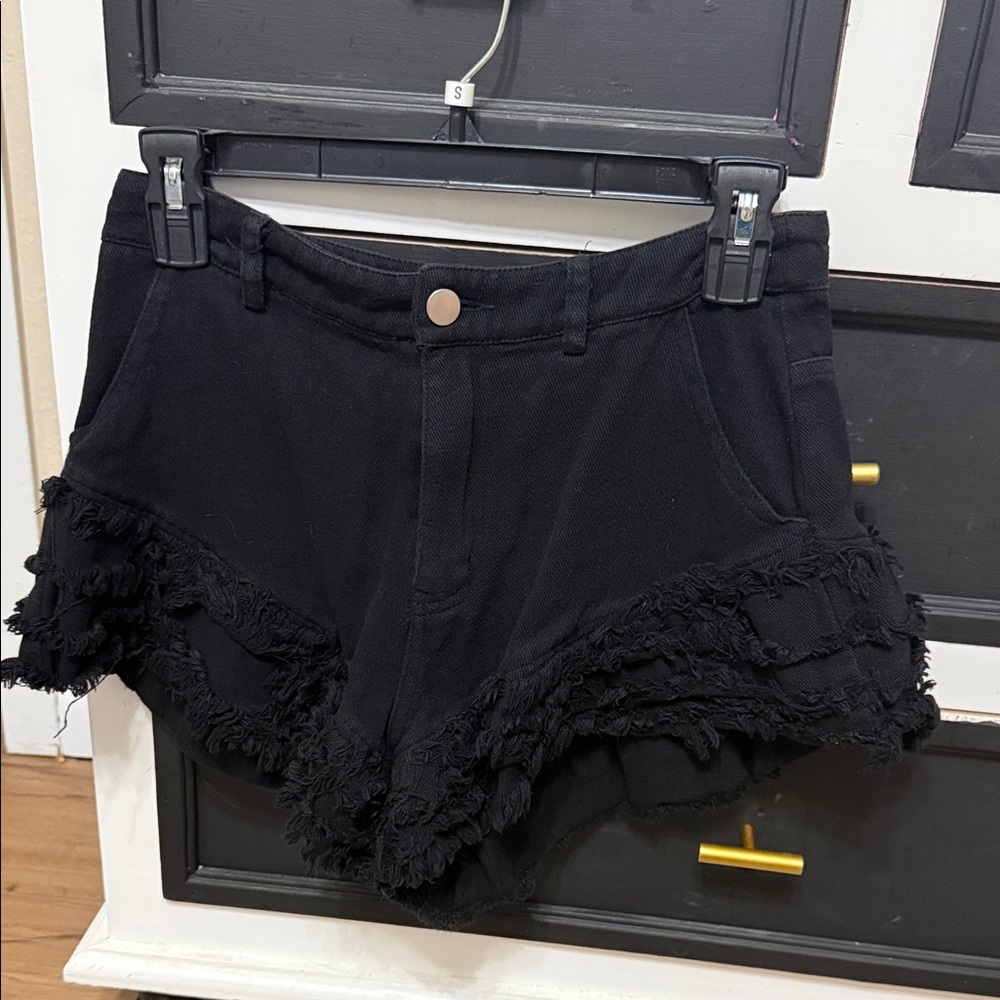 Black Ruffled Shorts